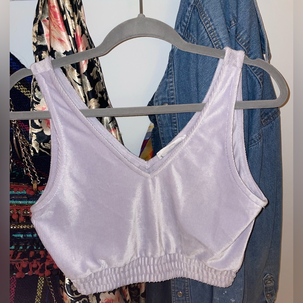 lilac velvet crop top